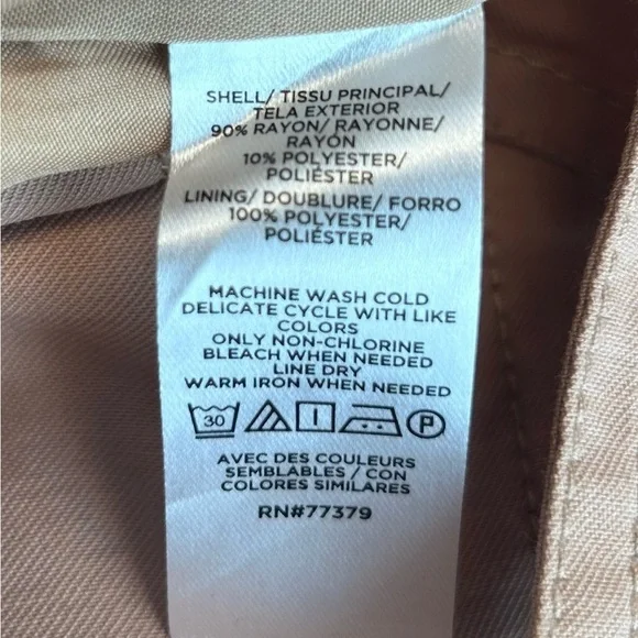 Ann Taylor Tan Khaki Cotton Sateen Pencil Skirt Button Detail & Belt Size 12 - Picture 11 of 13